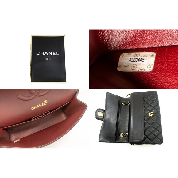 CHANEL Classic Double Flap 10" Chain Shoulder Bag Black Lambskin - Picture 9 of 10